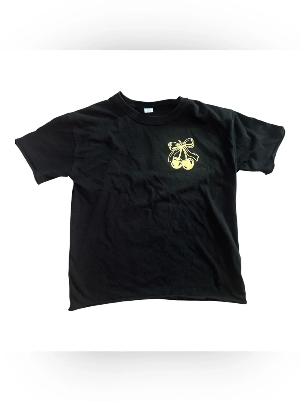 Old Navy Kids Black Tee with Yellow 'Stick Together' Cherry Graphic T-Shirt
